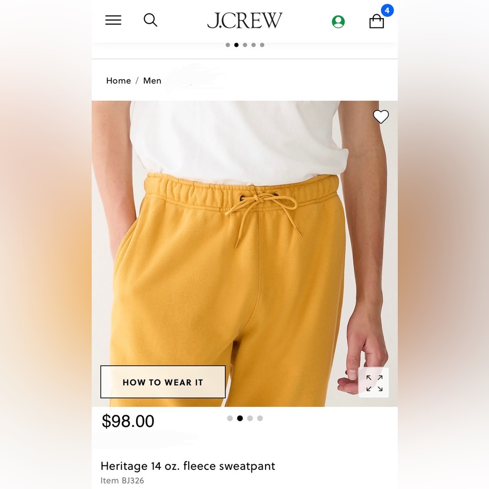 NWT - J.Crew // 14 oz. Heritage Fleece // Sweatpant // Spicy Sunflower